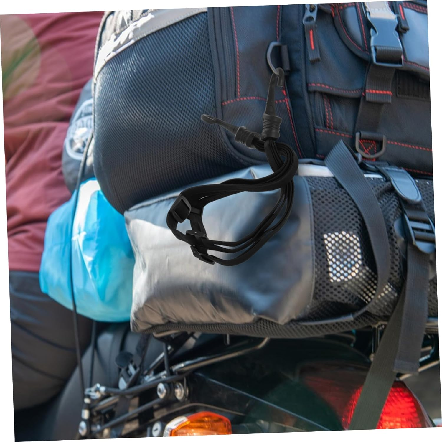 Alipis Motorcycle Helmet Luggage Straps Elastic Bungee Cord for Camping Cars Bikes Hooks Luggage Binding Cord image number 2