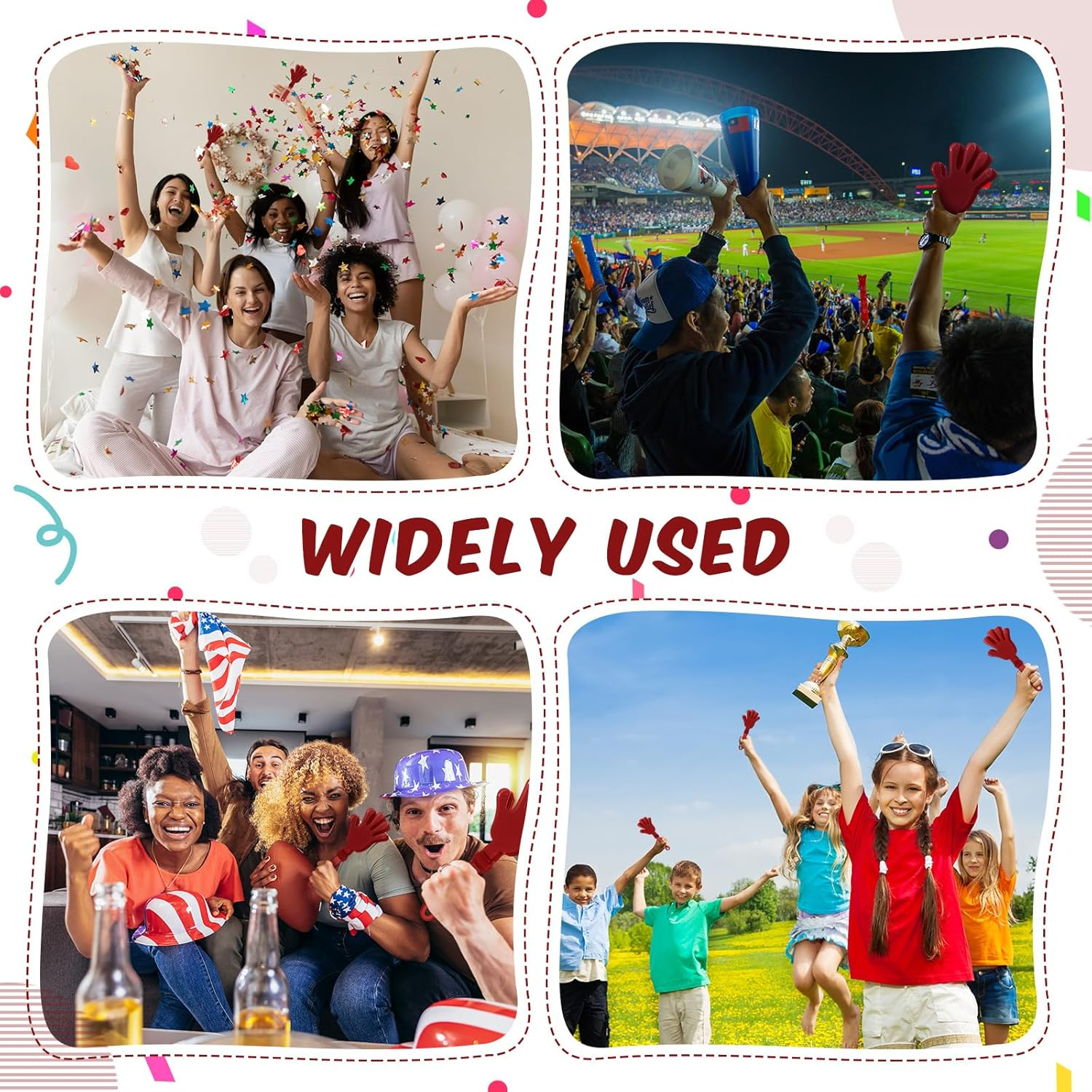 ZCYSRLQIN 24 Pcs Maroon Hand Clappers 7.5 Inch Clappers Noisemakers Noise Makers Party Favors Plastic Clapper Sporting Events Cheers Ball Dance Basketball Football Noisemakers （Maroon） image number 3