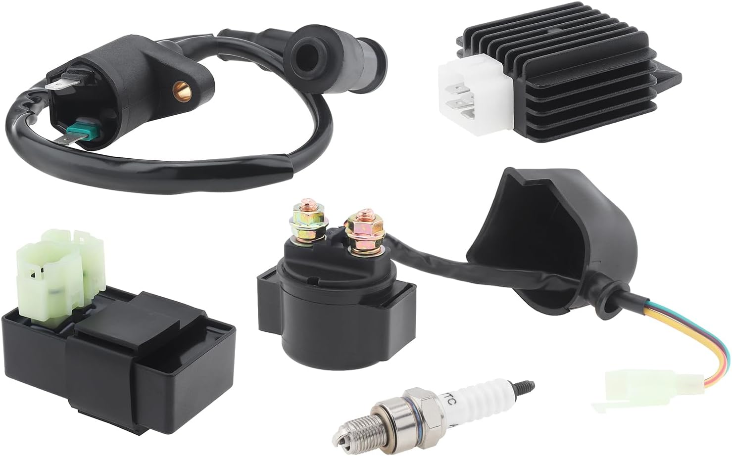 Windance High Performance GY6 AC CDI Ignition Coil Voltage Regulator Relay Rectifier Spark Plug Kit for 50Cc 125Cc 150Cc ATV Quad Go Kart Moped Scooter, Motorcycle Ignition Rebuild Set image number 6