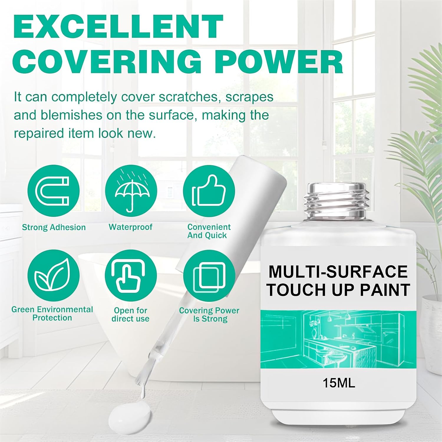 Bath Paint, Furniture Paint, Bath Paint White, White Colour Wall Repair, Suitable for Wall Filler, Ceramic Sink, Bathroom Tile Painting, Enamel Repair image number 4