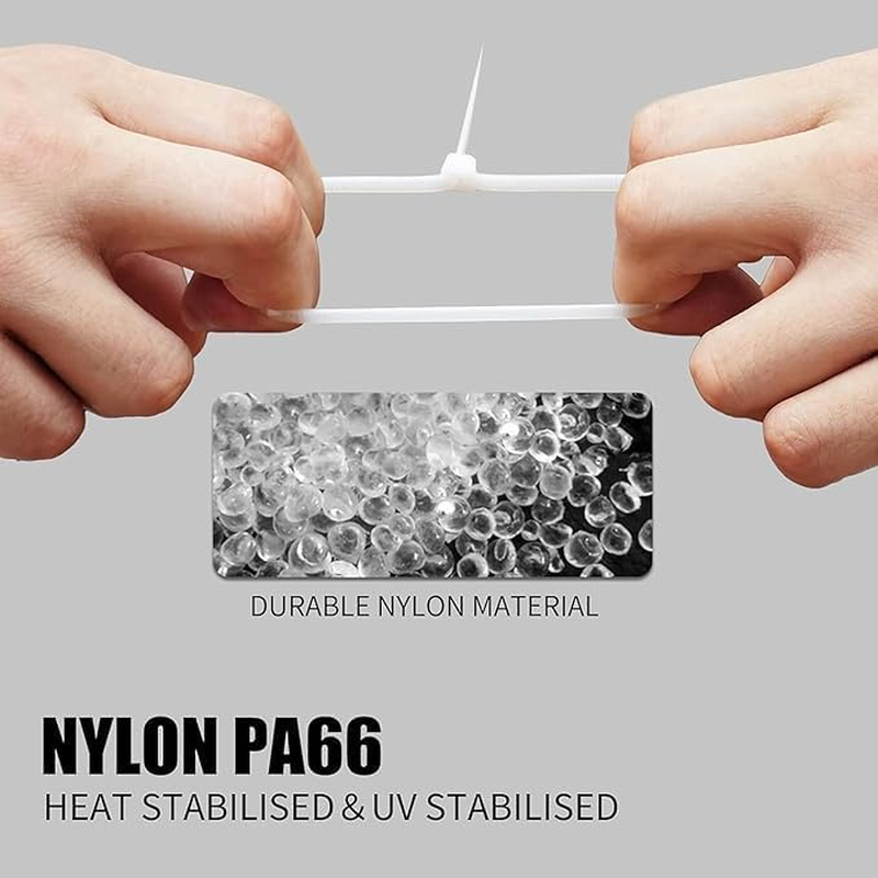 Zip Ties Assorted Sizes 4/6/8/10/12 Inch, 500 Pack, White Cable Ties for Multi-Purpose, Nylon/Plastic Wire Ties for Home Improvement, Office & Outdoor Use image number 1