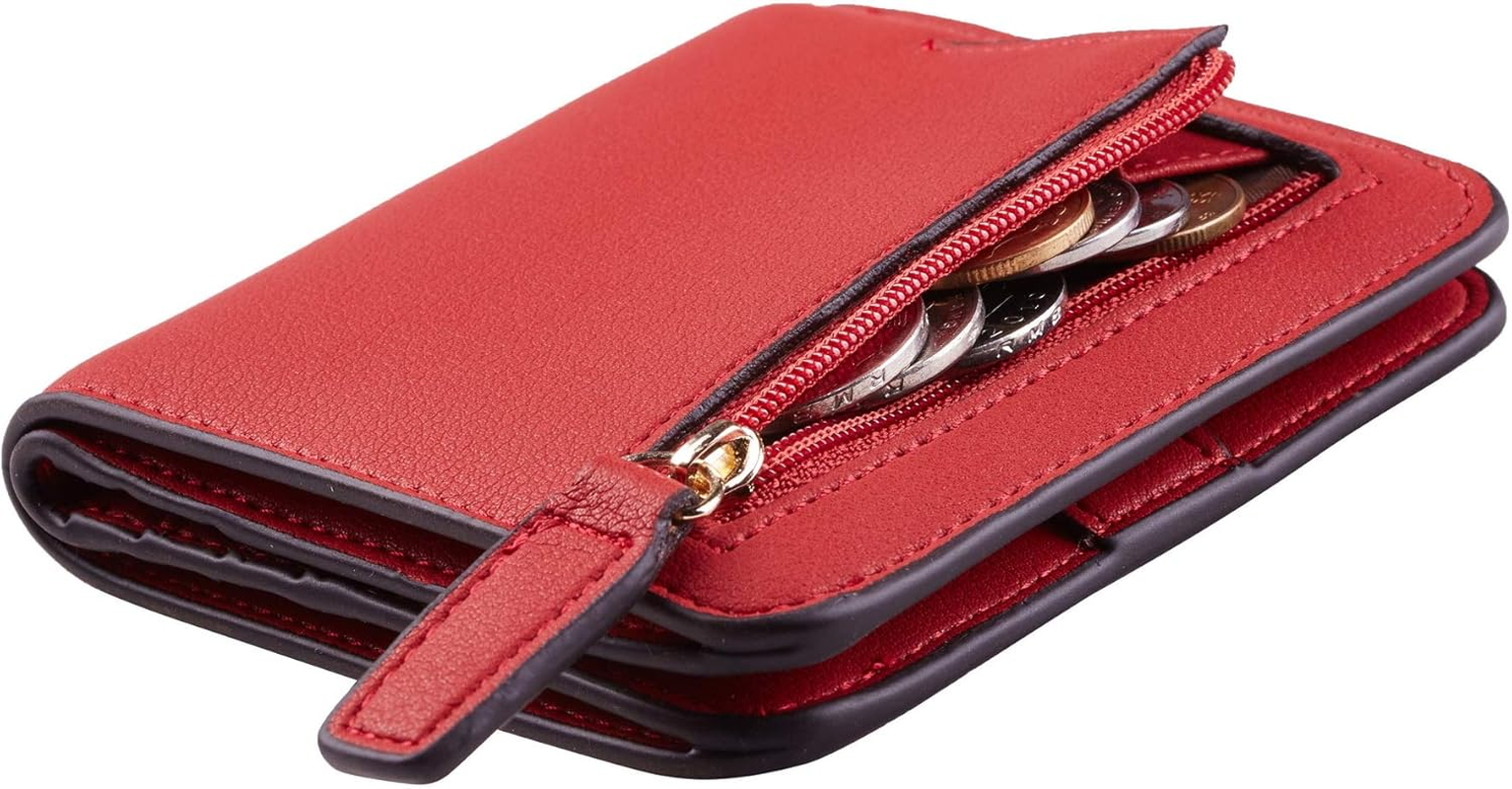 Toughergun Womens RFID Blocking Small Compact Bifold Luxury Genuine Leather Pocket Wallet Ladies Mini Purse with ID Window