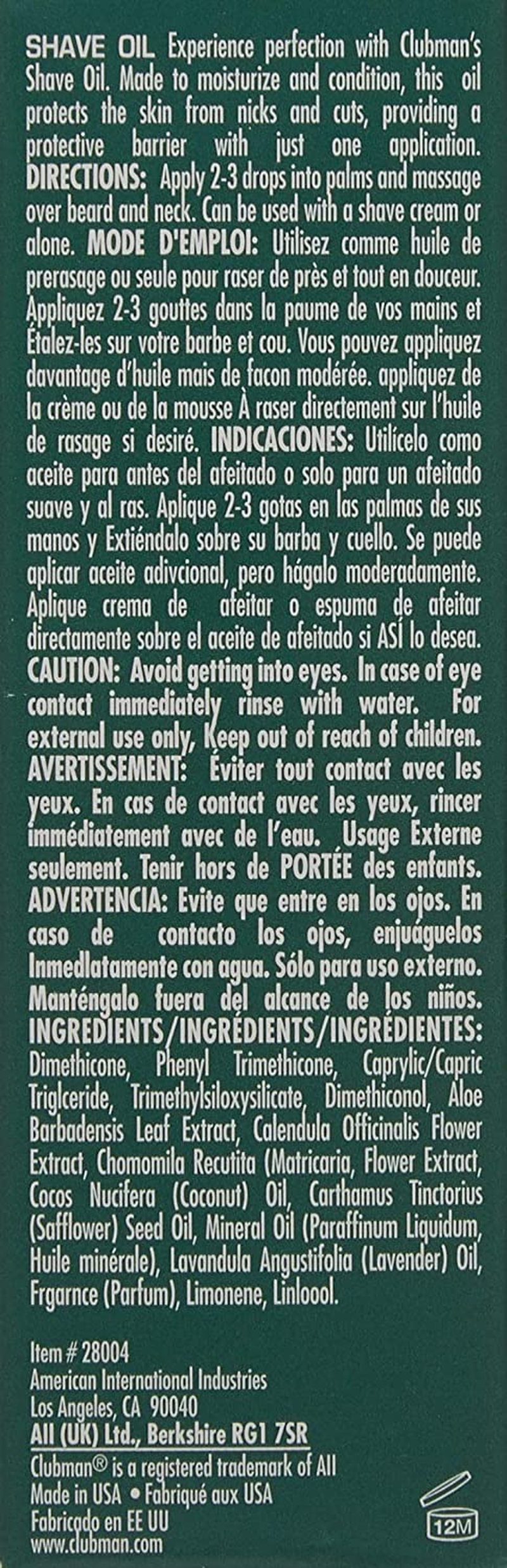 CLUBMAN Shave Oil, 30 Milliliters