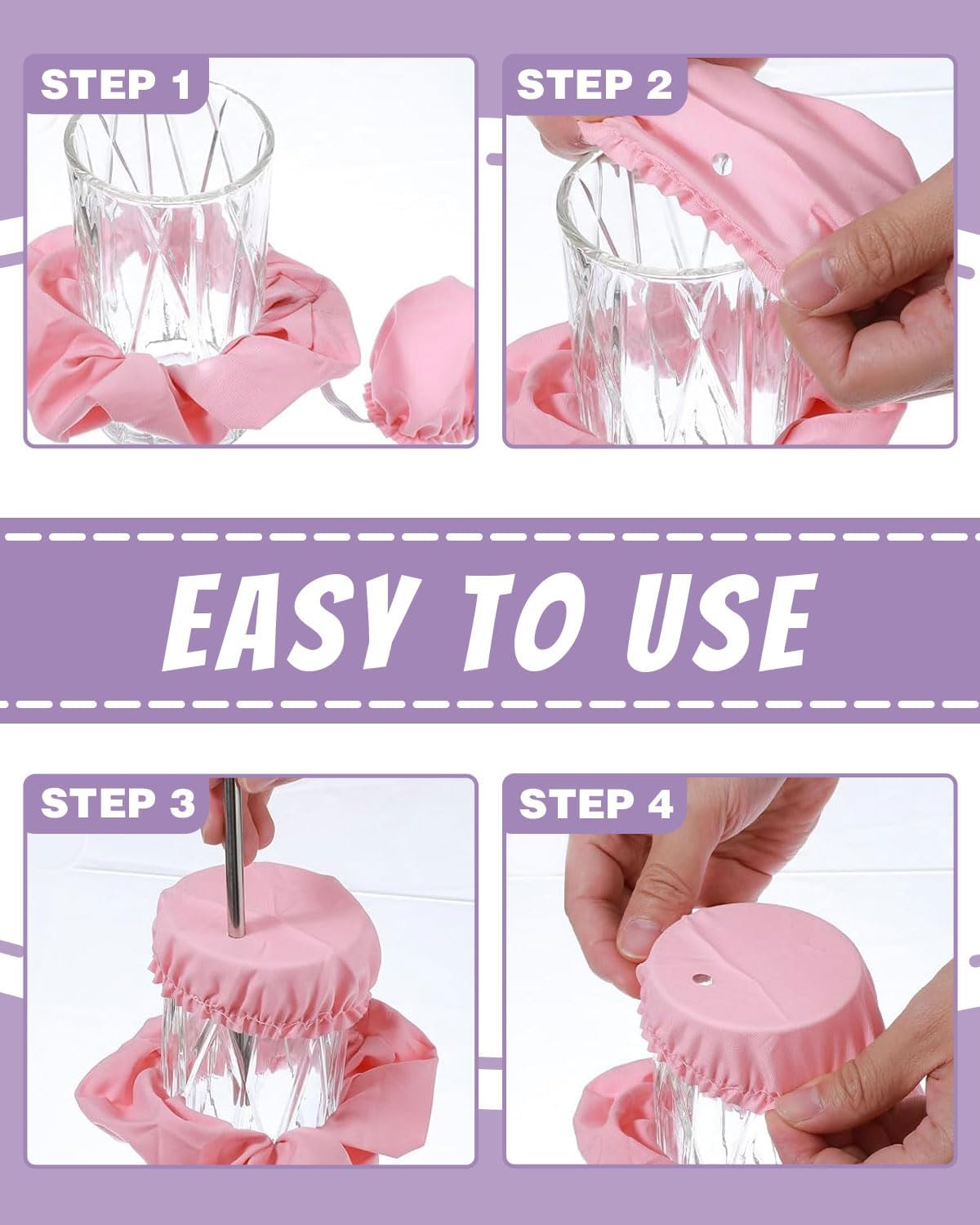 JUKOTA 4Pz Headband Drink Cover, Drinking Covers for Alcohol Protection, Reusable Cup Cover with Straw Hole, Drink Spiking Prevention, Anti-Drug Glass Protection, Drink Protection for Women image number 5