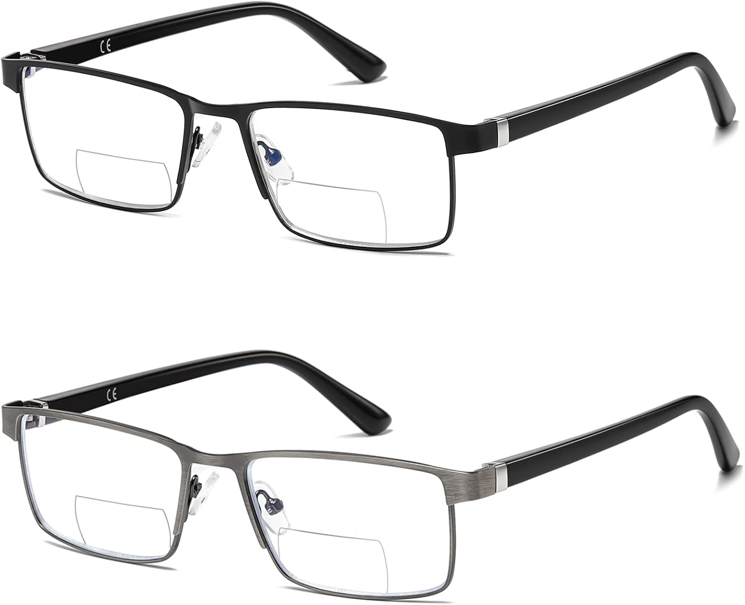 LKEYE Bifocal Reading Glasses Men Blue Light Computer Readers Clear Top Designer Metal Frame Fashion Spring Hinge Eyeglasses