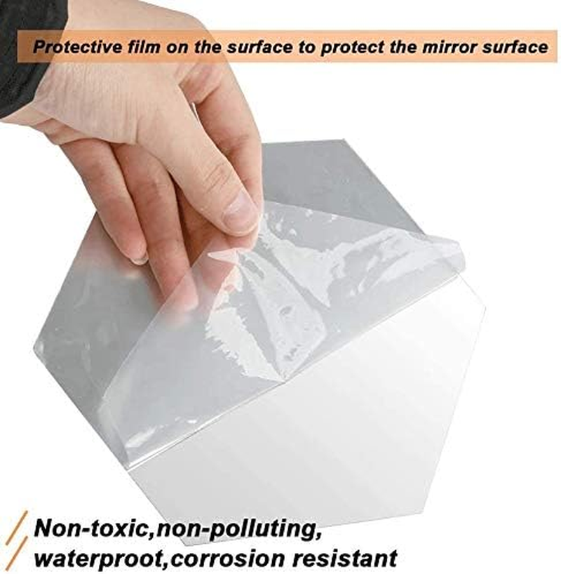 Mirror Wall Stickers Non Glass Mirror Plastic Mirror 3D Hexagon Acrylic Mirror Wall Decor Self Adhesive Tiles (15 PCS) - 15 Pcs 15X15 image number 2