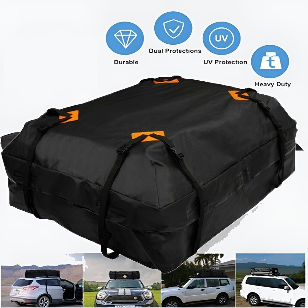 Car Rooftop Cargo Carrier Bag, Roof Bag with Anti-Slip Mat, Outdoor Camping Car Roof Storage Bag, Car Roof Bag for All Vehicle With/Without Racks for Travel and Outdoor Adventures image number 1