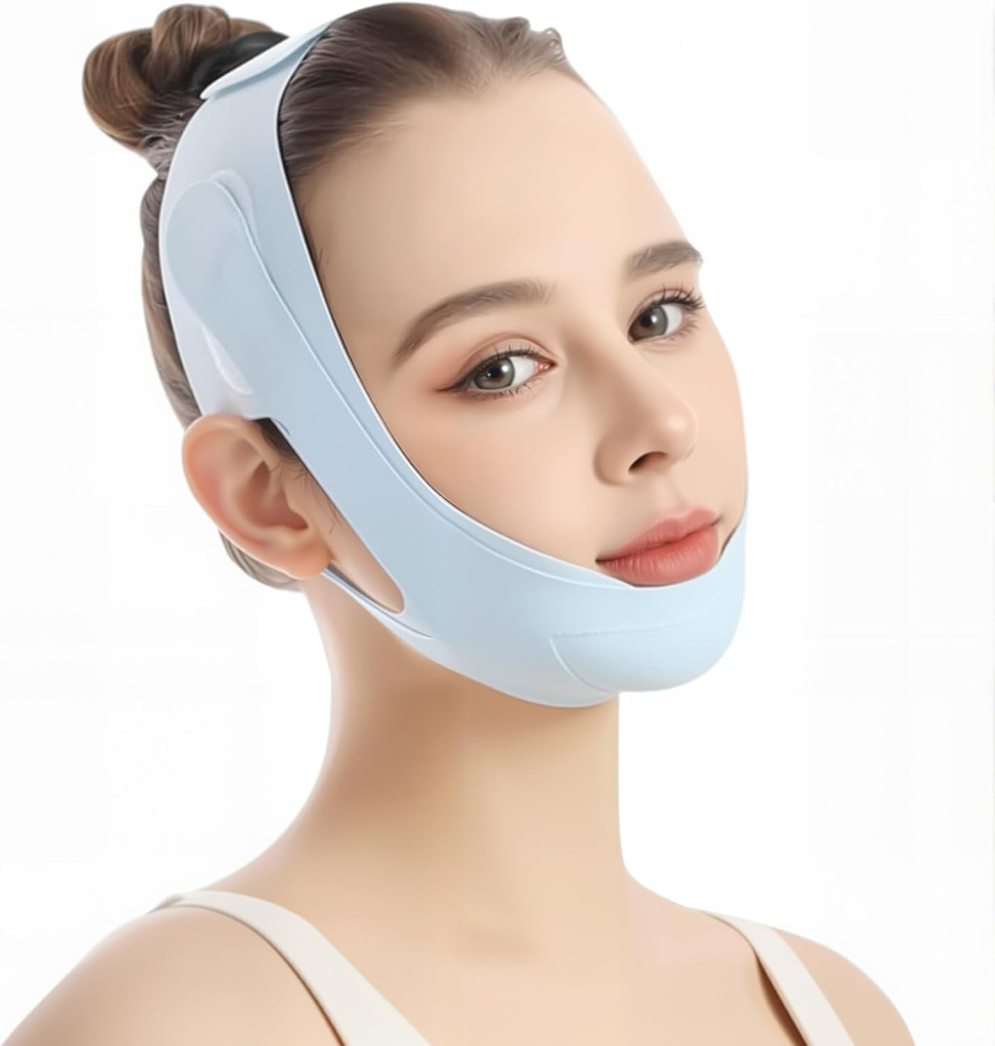 V Line Lifting Mask, V-Line Mask, Dual Lifting Sculpting, Reusable Chin Strap for Sleeping, Face Toning Belts, Double Chin and Sagging Shape and Tighten Face, Jaw Exerciser (Rose)