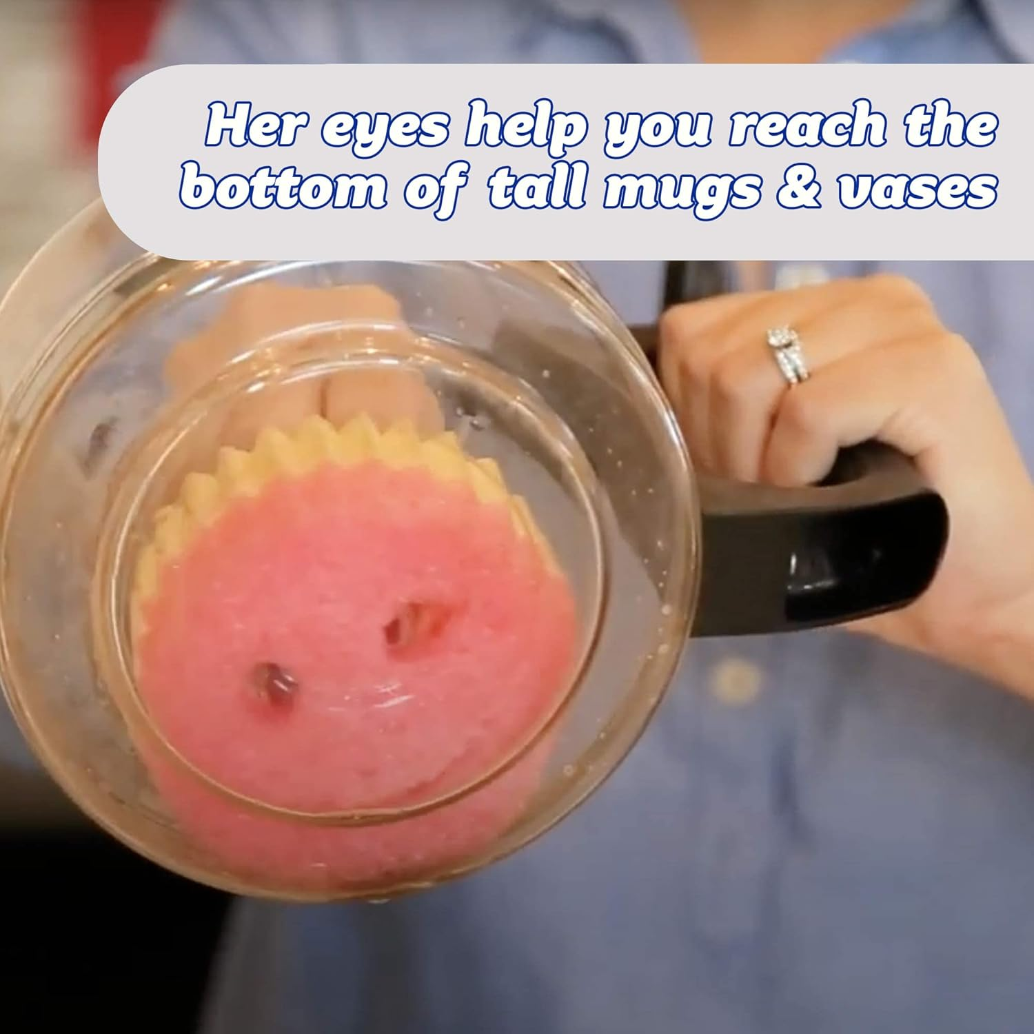 Scrub Daddy Scrub Mommy Washing up Sponge - Dual Sided Scrubbing Non Scratch Scourers, Smiley Face Sponges for Cleaning Kitchen & Bathroom, Dish Scrubber, Flextexture Home Products, Pink Single Pack image number 6