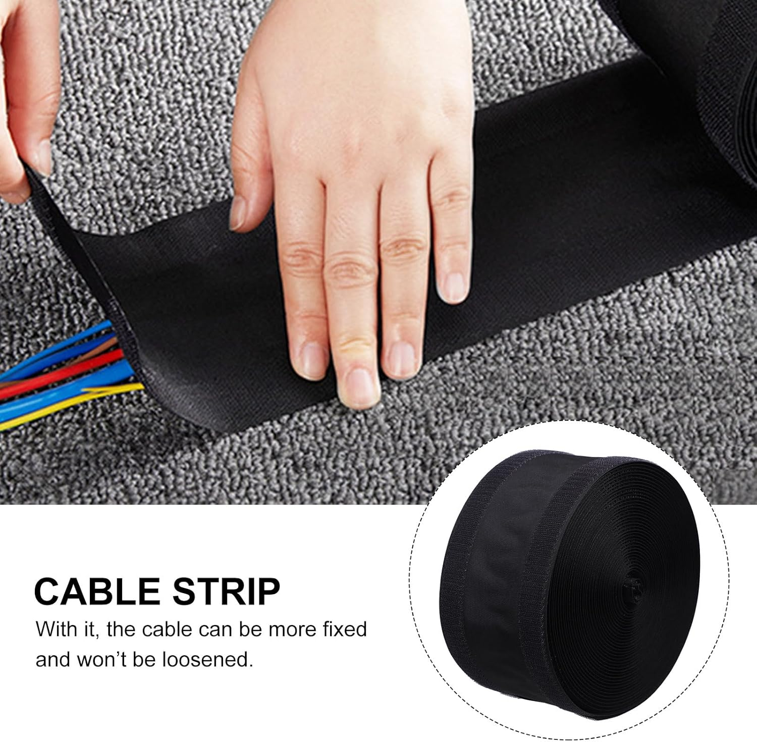 POPETPOP Cable Floor Strip Cord Cover: 12M Floor Cord Cover Wire Carpet Cable Management - Black Wire Cover for Floor, Protect Cords and Prevent a Trip Hazard for Home Office image number 4