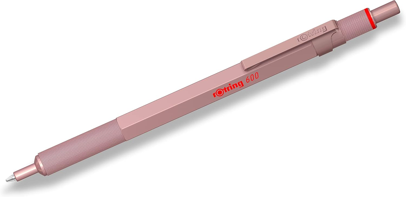 Rotring 600 Metallic Ballpoint Pen | Medium Point | Black Ink | Rose Gold Barrel with Non-Slip Knurled Grip | Refillable | 1 Count