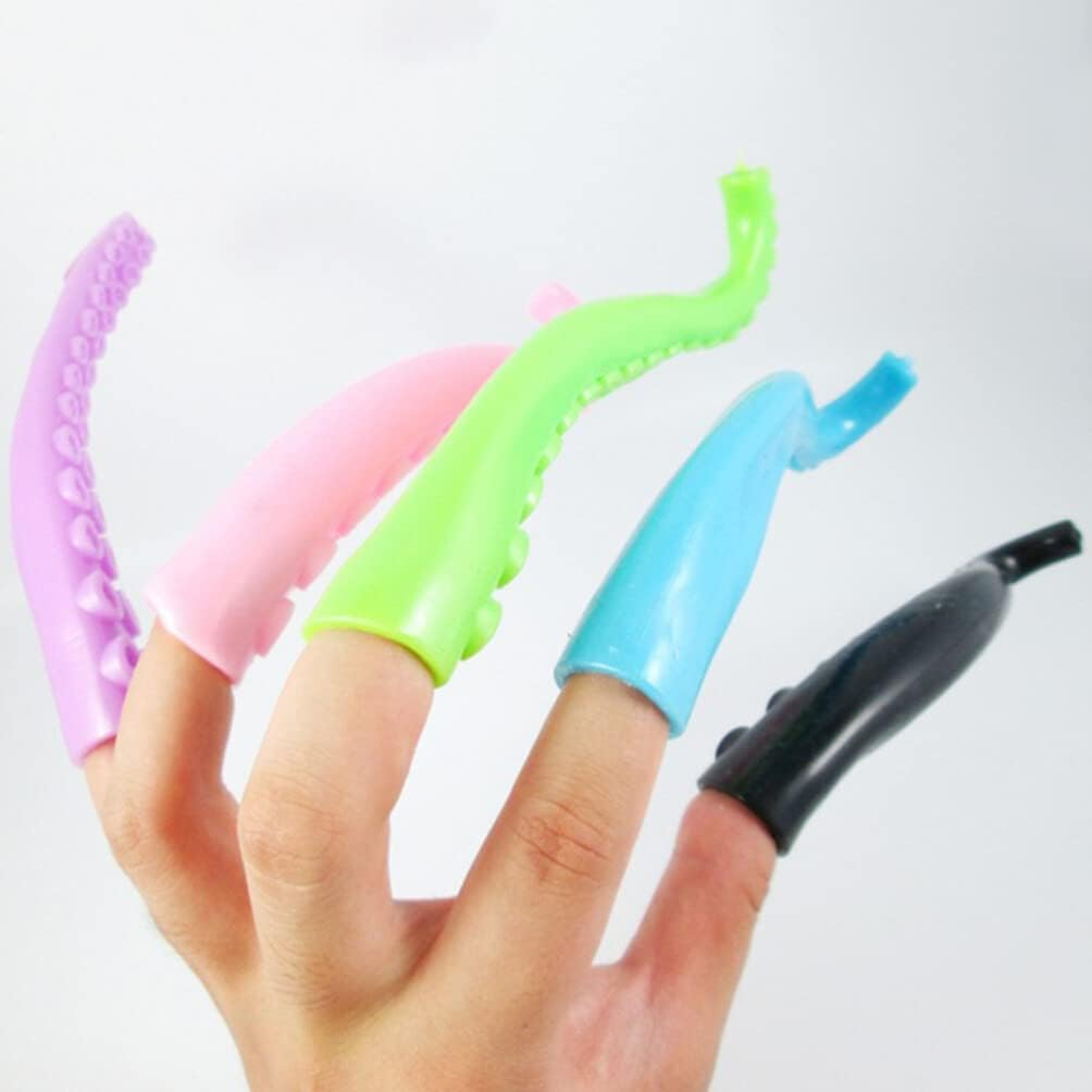 Totority Octopus Tentacle Finger Puppets Toy: Toy Tentacle Party Favors Random Color 10Pcs image number 5
