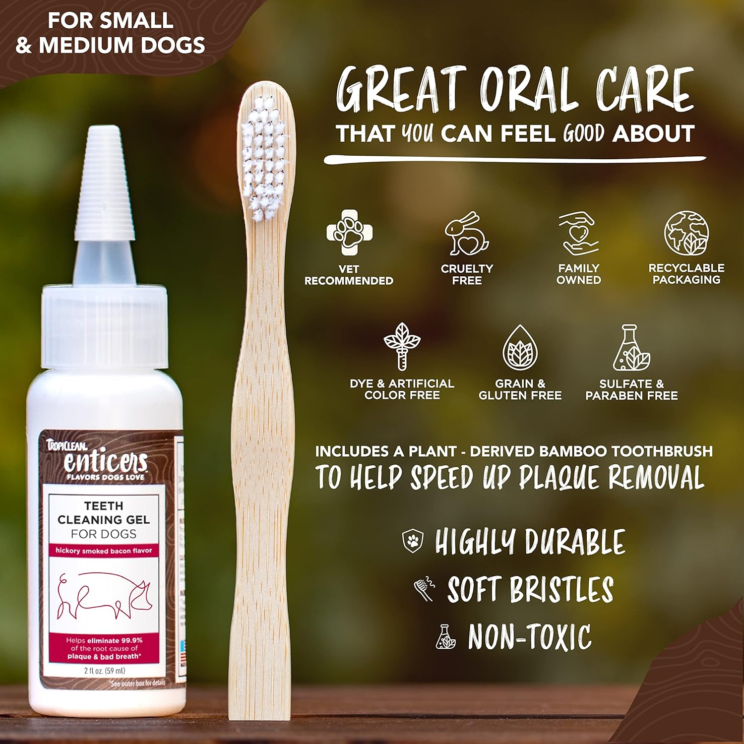 Tropiclean Enticers Teeth Cleaning Kit for Dogs Hickory Smoked Bacon Small/Medium image number 3