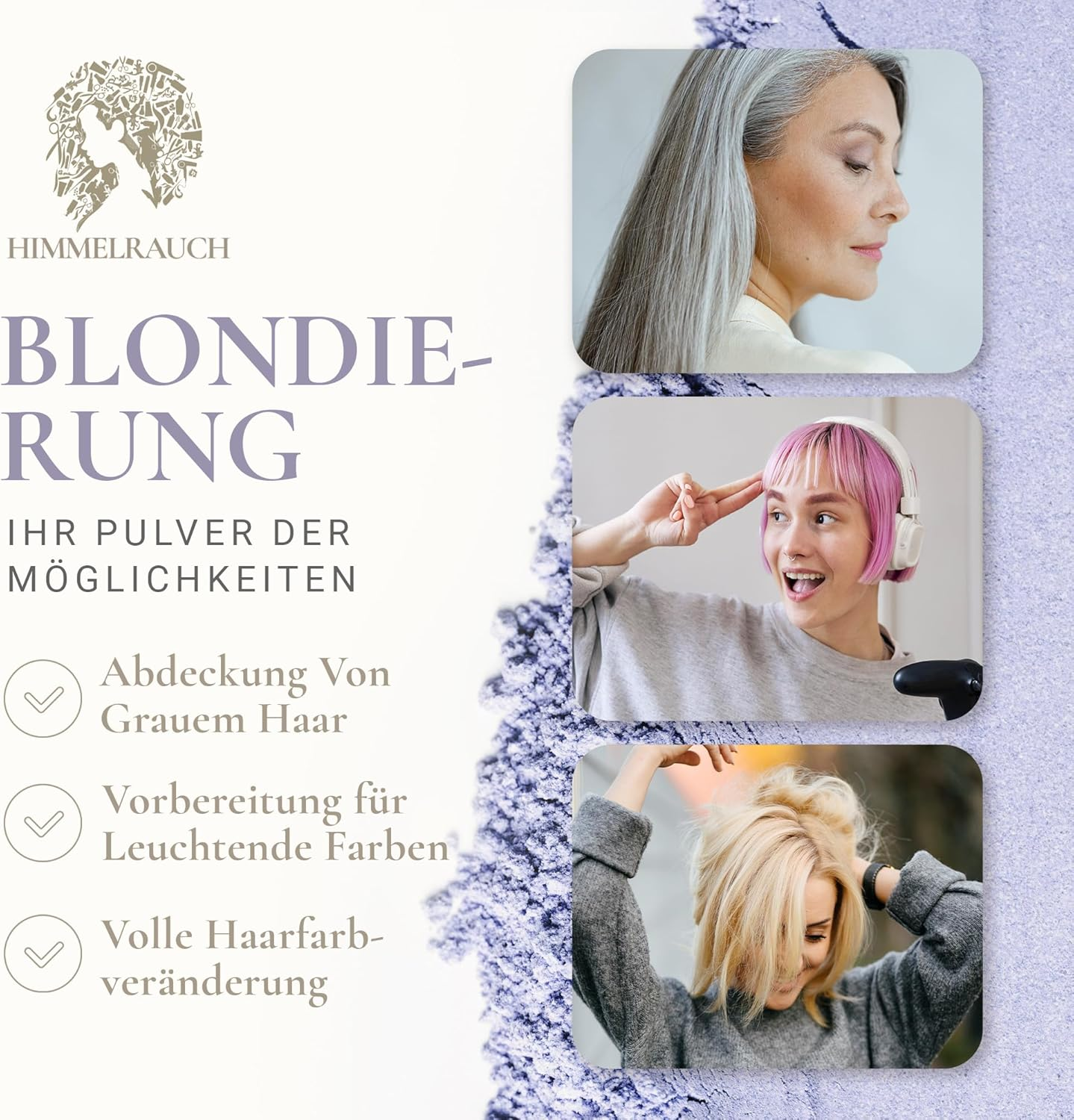 Himmelrauch Bleaching Powder - Bleaching up to 7 Tones - anti Yellow, Dust-Free, Vegan, Paraben-Free, Gluten-Free, Silicone-Free Thickness, Creamy Paste for Excellent Hold in Hair 500 G image number 1