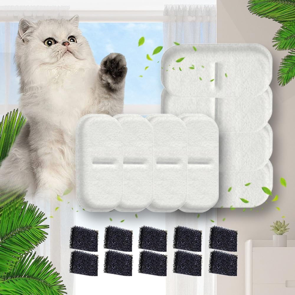 12 Pack Replacement Filters for 3.2L & 3L Premium Pet Water Fountain, Cat Water Fountain Filters image number 6