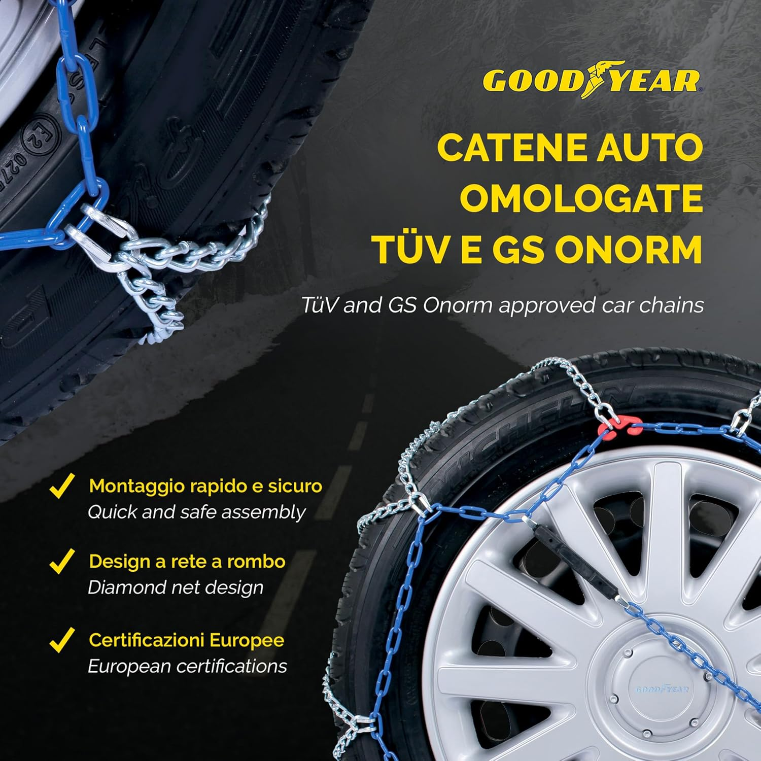 Goodyear 77956: 7 Mm Car Passenger Snow Chains, TUV and ONORM Approved, Size 110 image number 2