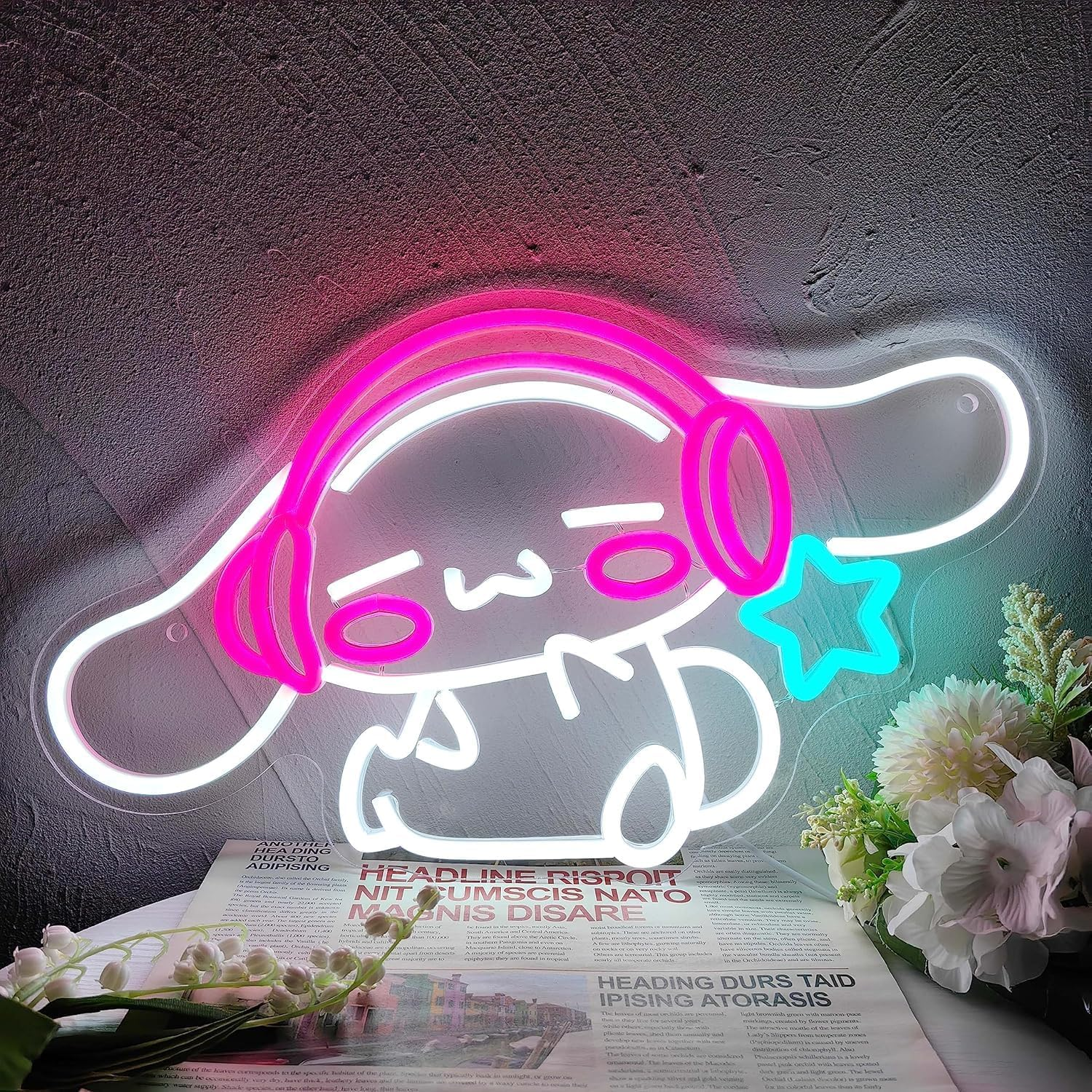 Cinnamoroll Anime Neon Sign for Children'S Room Wall Decor, 3D Wall Art Cute LED Neon,Japanese Cartoon Character Dog Light Cinnamoroll,Girls Backdrop,Personalized Gift (Cinnamorollb)
