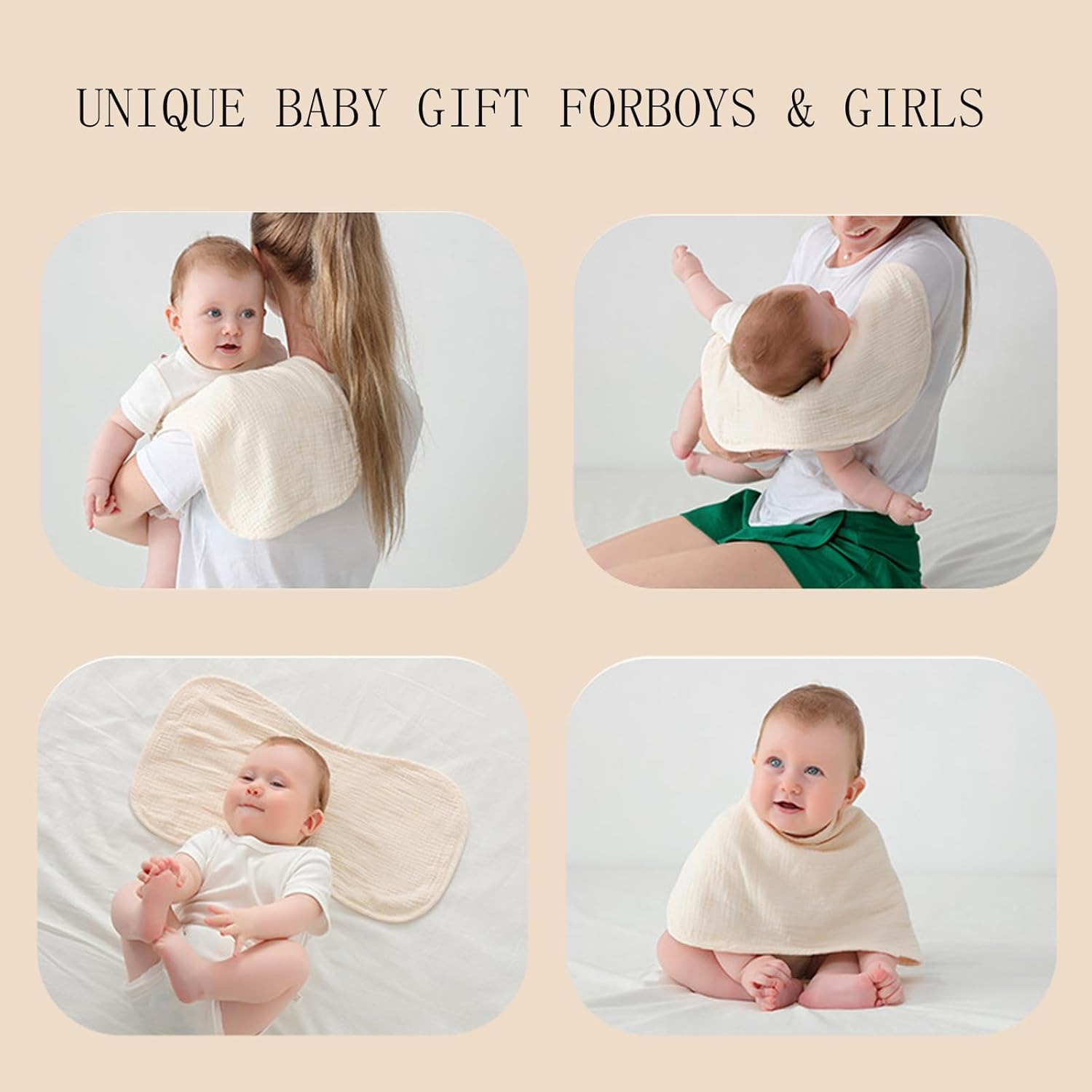 6 Pack Muslin Burp Cloths 100% Cotton Large 20''&times;10'' Thickened Baby Burp Cloths Super Soft and Highly Absorbent, Newborn Washcloth image number 1