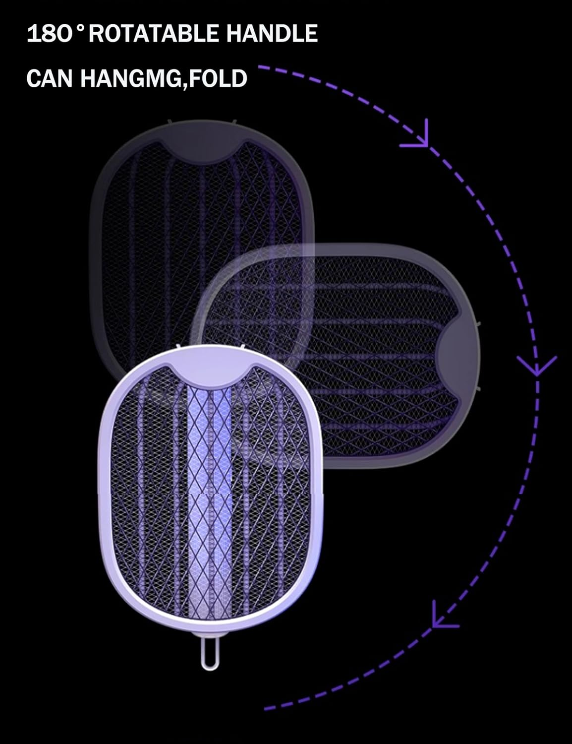 JOZUTTOW Mosquito Zapper Electric Fly Swatter, 3 in 1 Foldable 3000V Handheld Bug Zapper with USB Rechargeable Bug Zapper Racket Fly Killer Electric Fly Trap for Indoor and Outdoor image number 1