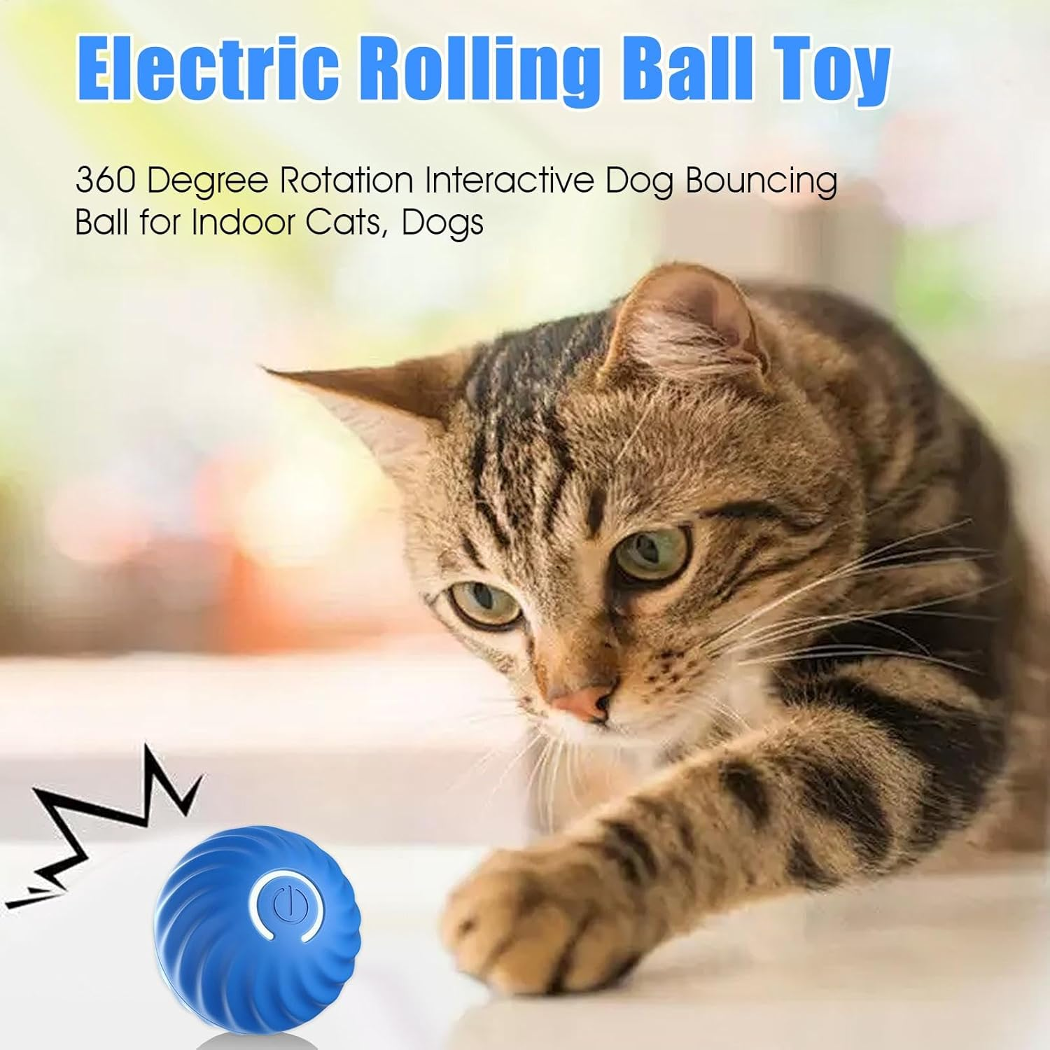 Smart Ball Cat Toy - Automatic Rolling Ball Dog Toys,Intelligent Avoidance Automatic Rolling Ball Toys, Rechargeable 360 Degree Rotation Pet Toys for Kitten, Playtime image number 6