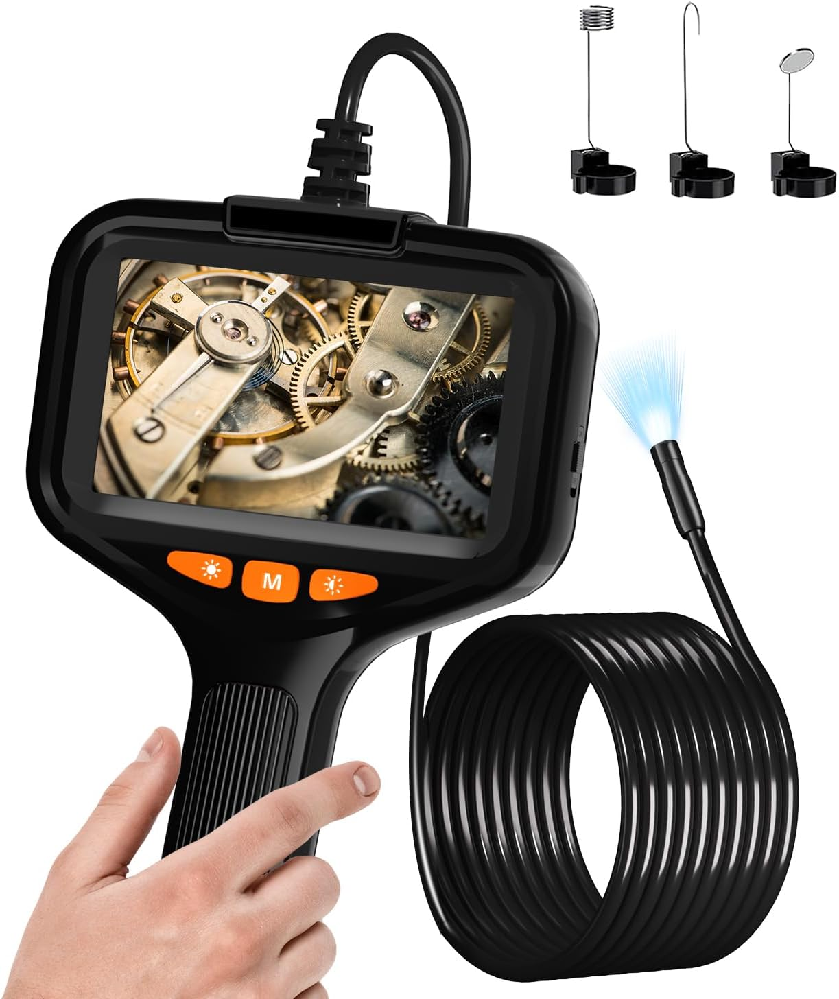 Endoscope Camera with Light, 1080P HD Handheld Industrial Endoscope, 4.3 Inch LCD Screen, IP67 Waterproof, Adjustable LED Lights, Inspection Camera with 16.4Ft Semi-Rigid Cable image number 5