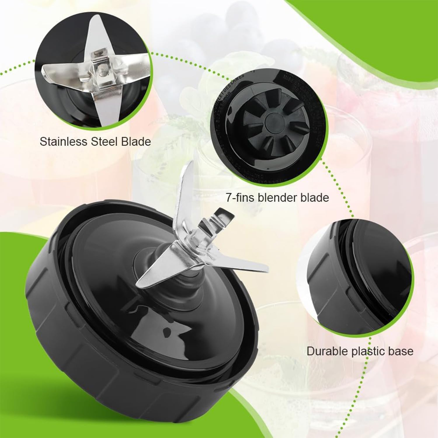 Replacement Extractor Blade for Ninja Blender Parts,7 Fins Male Blender Blade,Compatible with Nutri Ninja Auto IQ BL480-30 BL482-30 BL492 BL640 BL642 CT682SP BL680 BL682 image number 4