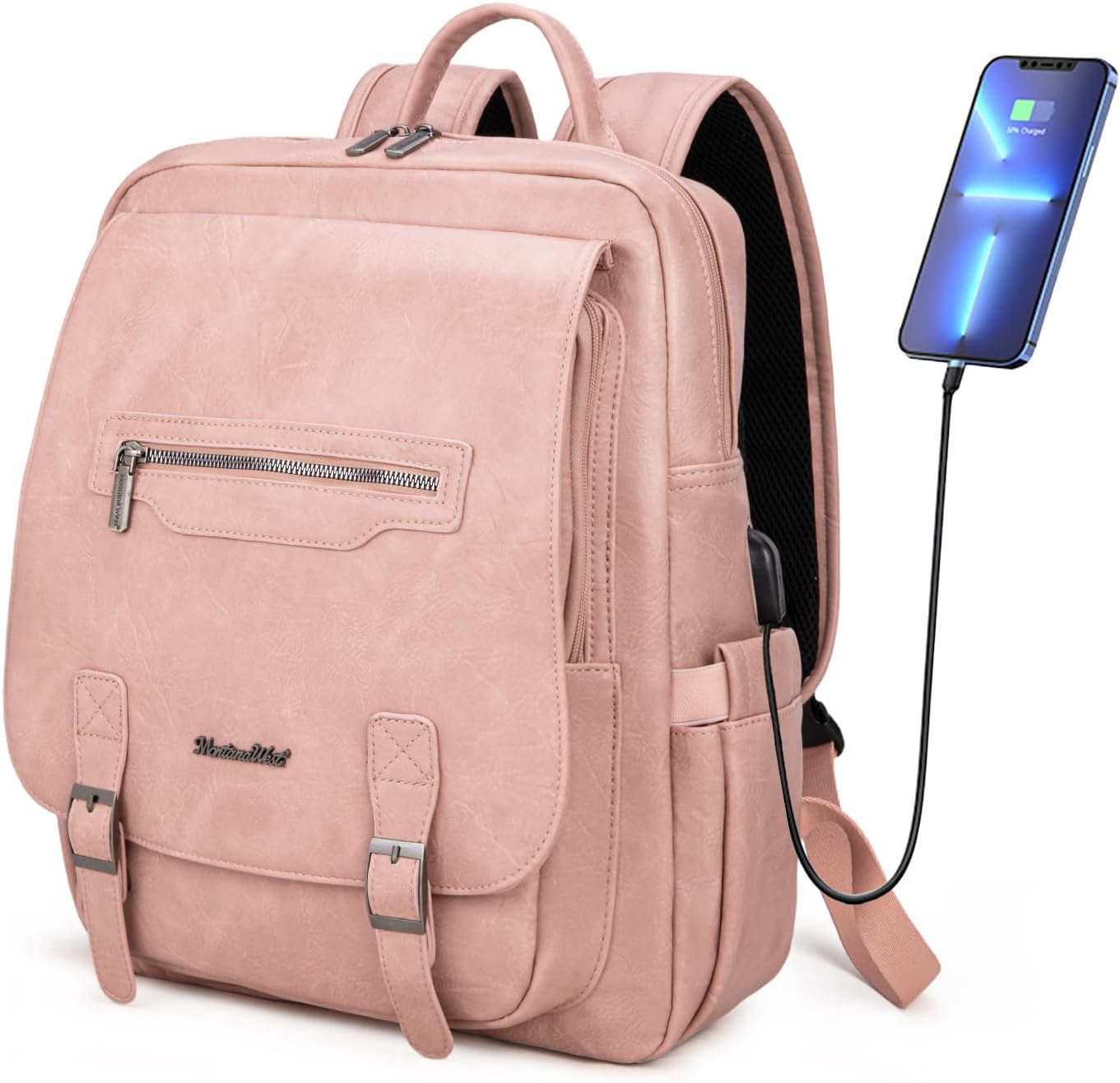 Montana West Laptop Backpack Purse for Women Men Unisex Vintage Backpack Casual Daypack Travel Work with USB Charging Port