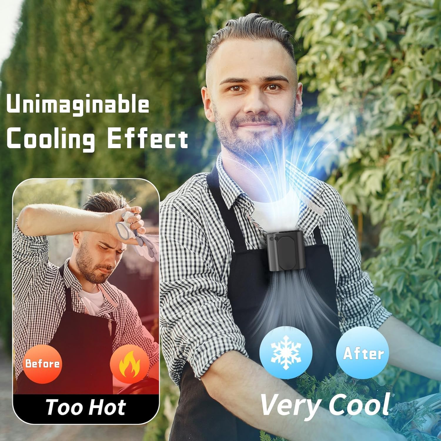 Portable Fan, Hands-Free Hanging Neck Fan Rechargeable 3 Speeds 16000RPM Strong Airflow Portable Waist Fan Clip on Wearable Belt 24H Working Time for Travel, Camping, Outdoor, Jobsite, Farms image number 2