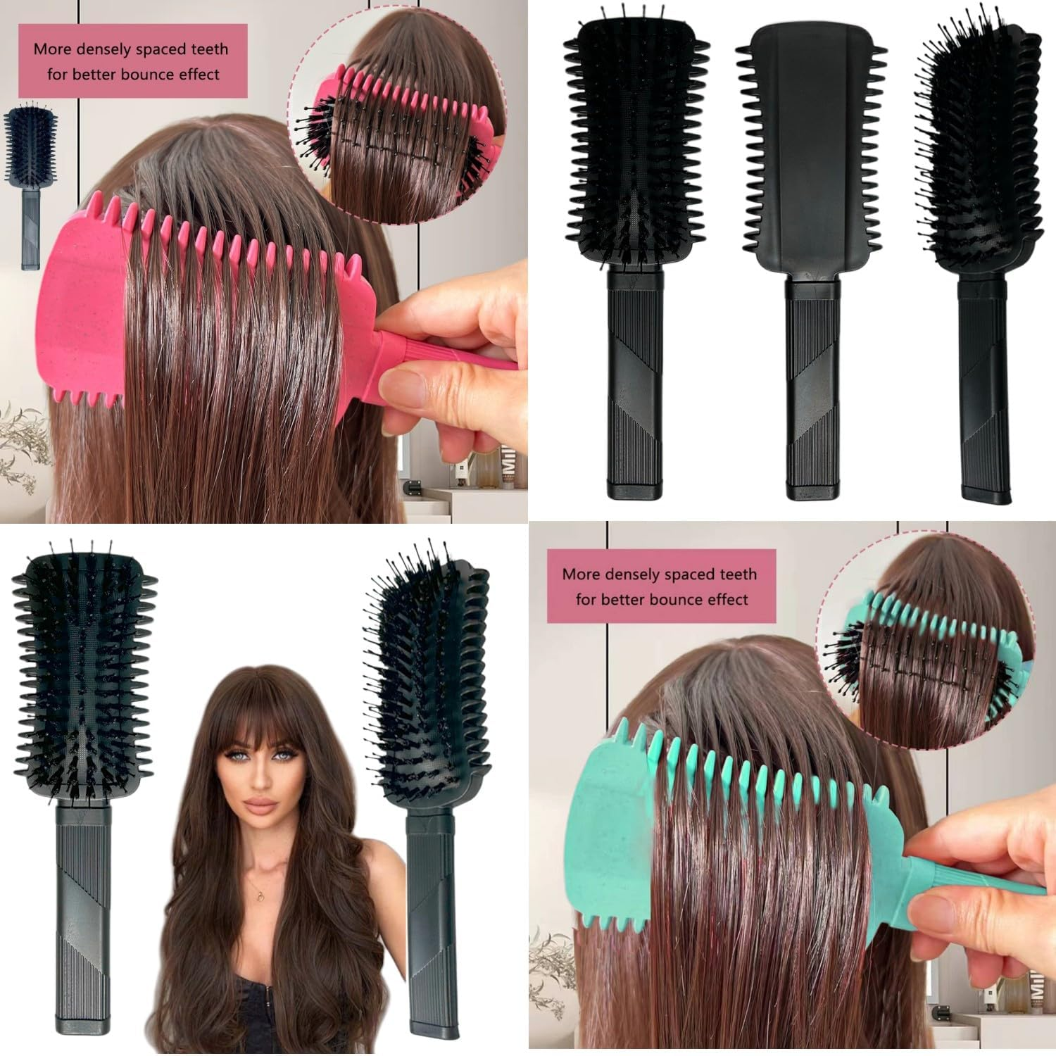 Curl Defining Brush, Curly Hair Brush, Curl Defining Boar Bristle Hair Brush for Detangling, Shaping and Defining Curls (Black)