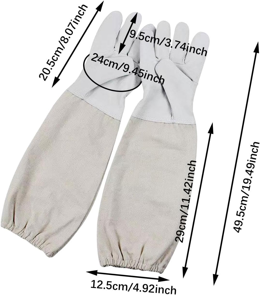 Perfk 2Pcs Beekeeping Gloves Beekeeper Gauntlets Beekeeping Supplies Tools Gardening Protective Sleeves Hand Protection for Adults, XL image number 2