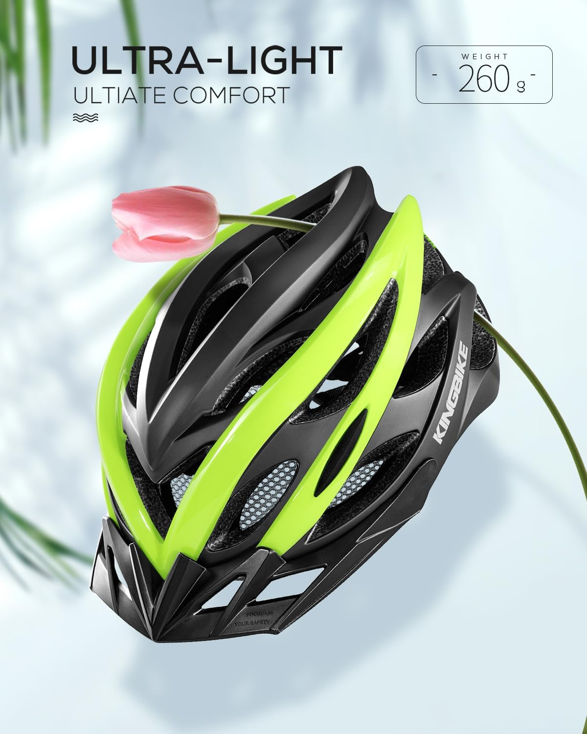 KINGBIKE Bike Helmet with USB Rechargeable Rear Light, Replaceable Liners,Ultra-Lightweight Comfortable for Adult Men Women Youth (54-61CM) image number 6