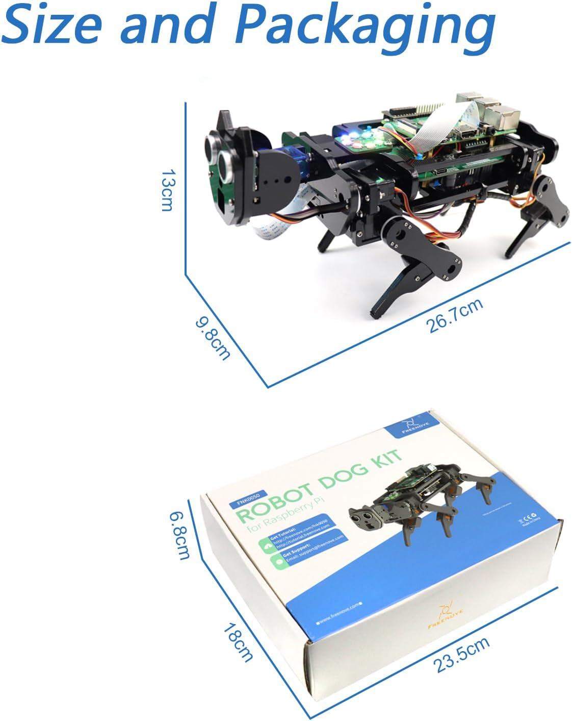 Freenove Robot Dog Kit for Raspberry Pi 5 4 B 3 B+ Zero 2 W, Walking, Self Balancing, Face Recognition, Ball Tracing, Ultrasonic Ranging, App Control, Camera, Servo (Raspberry Pi NOT Included) image number 5