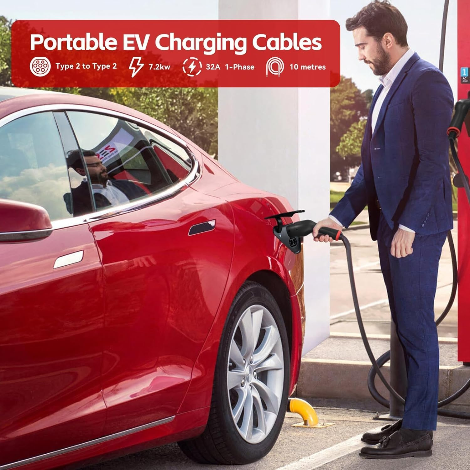 MCEVKELN Type 2 to Type 2 EV Charging Cable 7Kw 7M - Electric Vehicle Charger| 1 Phase | 32A | 7M TPU Cable Compatible with Tesla/Byd/Bmw/Mg/Kia image number 4