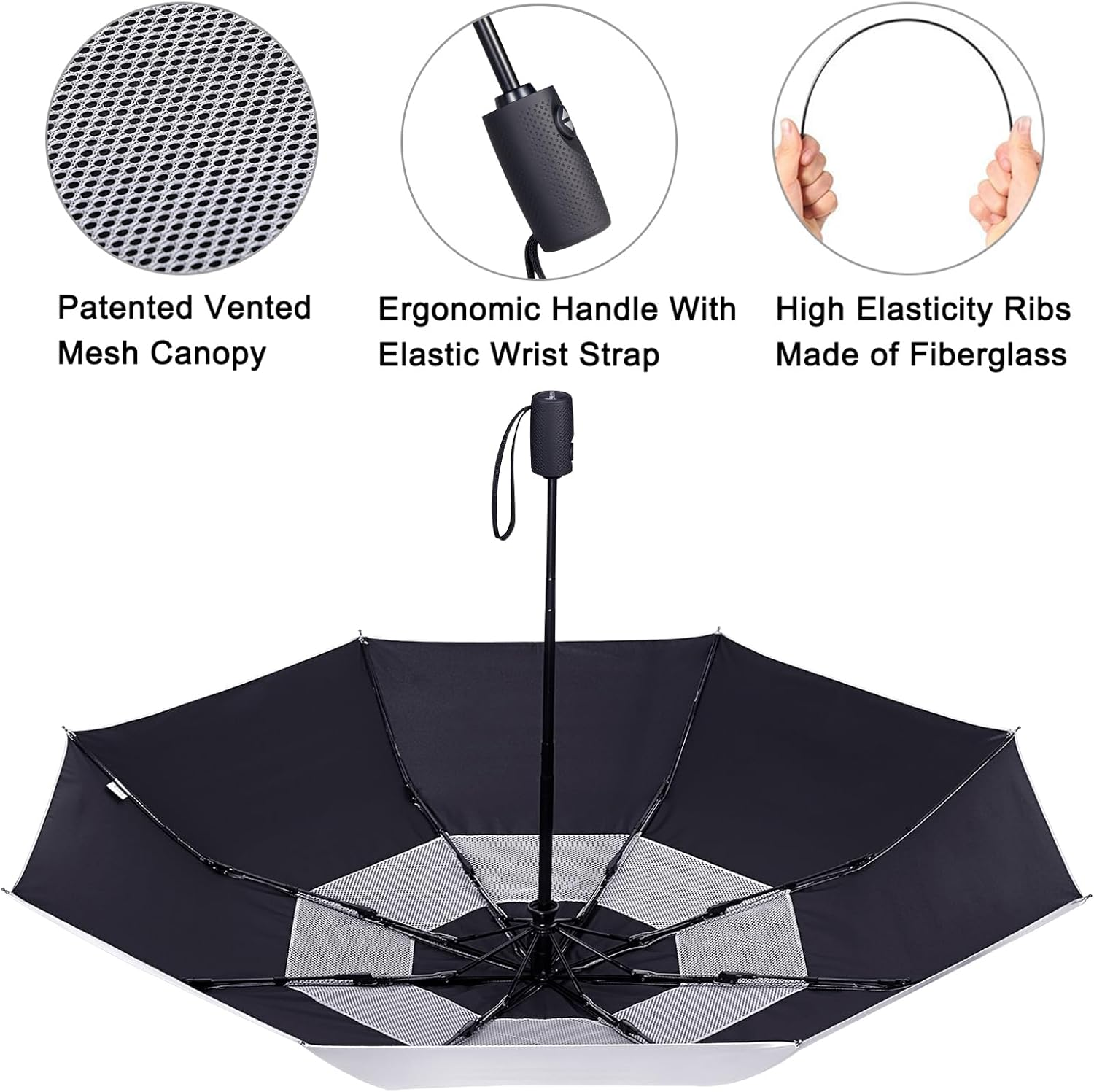 G4Free UPF 50+ UV Protection Travel Umbrella 42/46 Inch Windproof Silver Coating Sun Blocking Umbrella image number 4