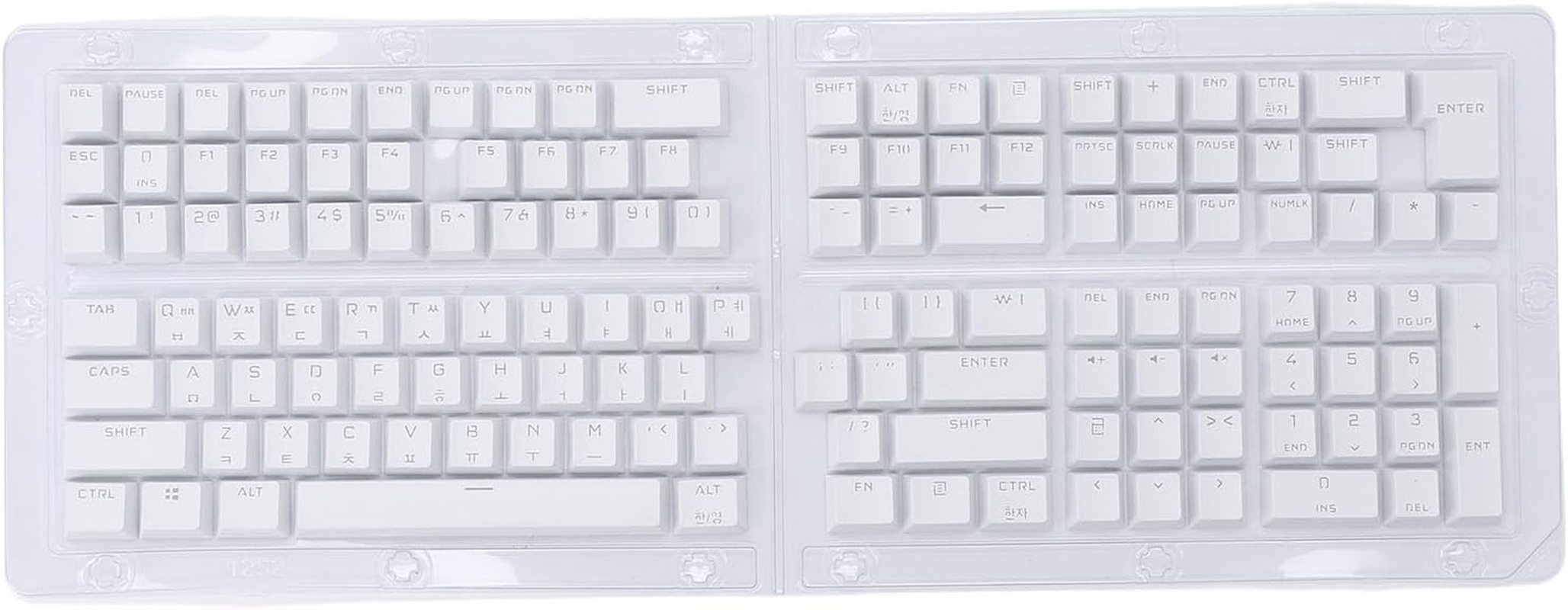 132 Keys Korean Keycaps, Custom Keycaps, OEM Height Keycap Replacement Japanese Korean Keycap Set for 61 62 64 68 72 75 84 87 88 98 100 104 108 Mechanical Keyboard (White) - Blue image number 3