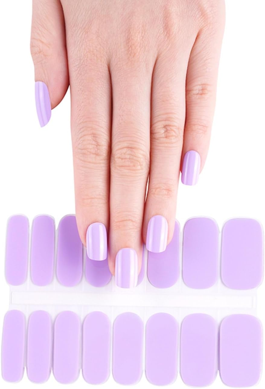 NKA Semi Cured Gel Nail Polish Strips -16 Extra Long Double Ended Nail Wraps Stickers -UV Lamp Curing Gel Nail Strip-Lavender image number 2