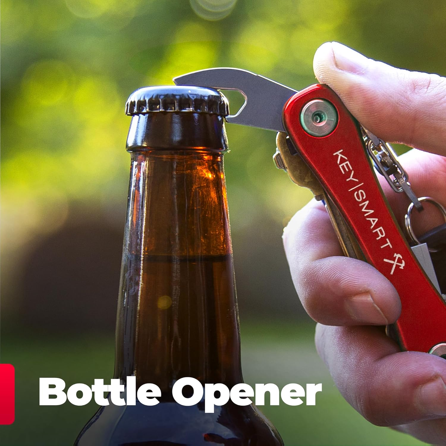 Keysmart Rugged - Multi-Tool Key Holder with Bottle Opener and Pocket Clip (Up to 14 Keys, Red) - Blue image number 5