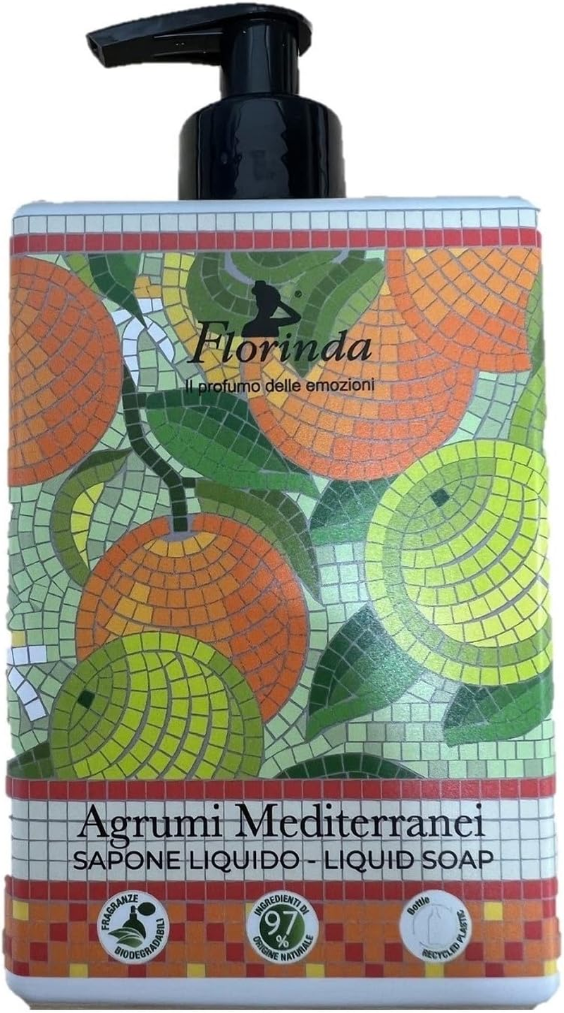 Florinda Fragrance Liquid Soap, 16.9 Fl Oz (500 Ml), Mosaic, Lemon