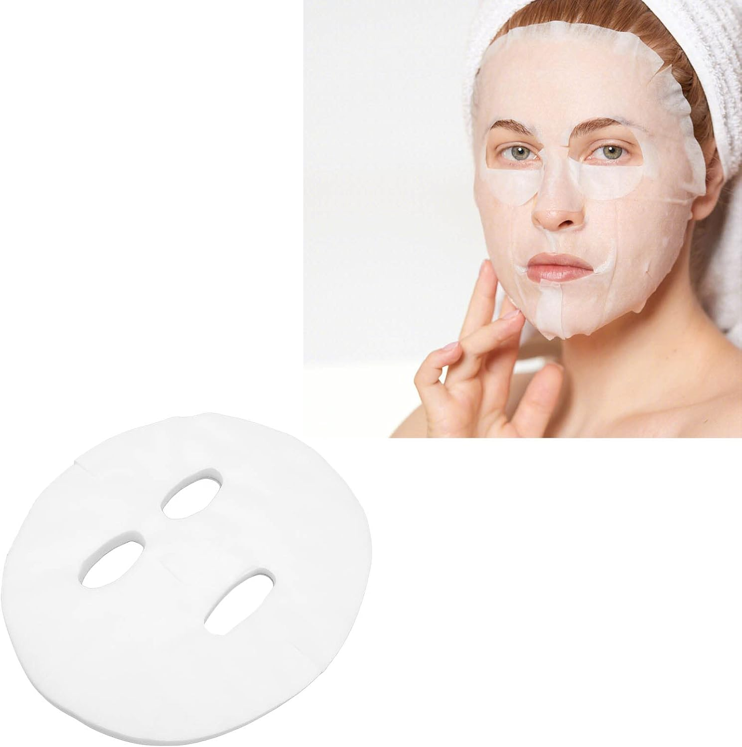 Pre Cut Facial Mask Sheet, DIY Facial Mask Paper Fiber Spa Moisturizing for Home image number 5