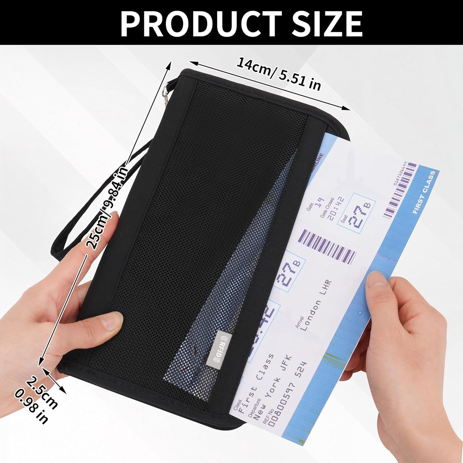 RFID Blocking Passport Holder Family Travel Holiday Wallet Accessories Document Organiser for Tickets Cash Passport ID Card Credit Cards Pen Waterproof Cover Travel Essentials Case for Women Men image number 5