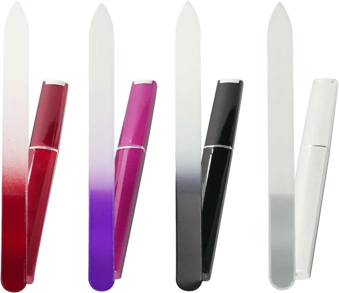 ​Fortuneglobe 4 Pcs Crystal Glass Nail File Set with Protective Case | Professional Double-Sided Etched Czech Glass Nail File for Natural Nails | Gentle Nail Care Tool | Stocking Stuffers & Unique Gifts for Women & Adults​​ image number 5