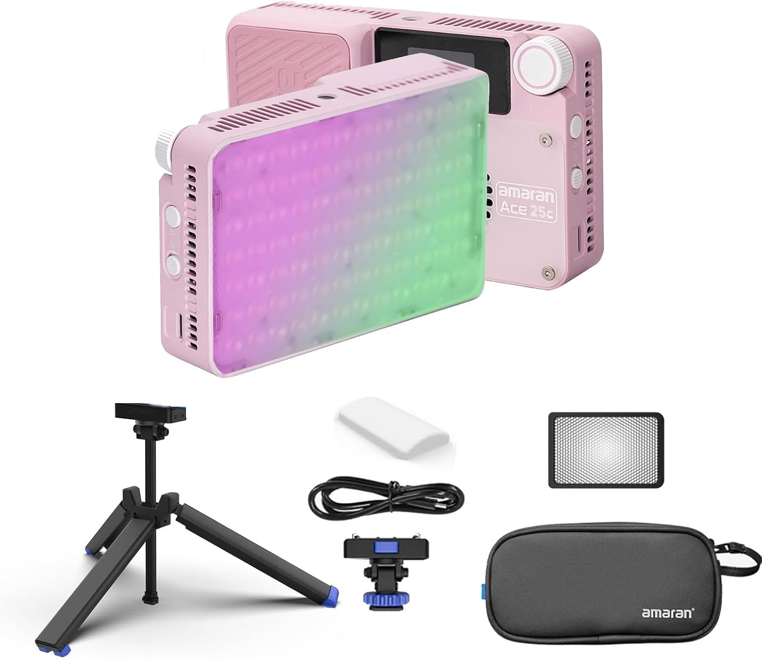 Amaran Ace 25C Kit Camera Video Light with Carrying Case,Mini Tripod,25W CCT 2300K-10000K RGB Pocket Light Support APP Control,Rechargeable PD Charging for Tiktok, Creator, Photographer(Charcoal)