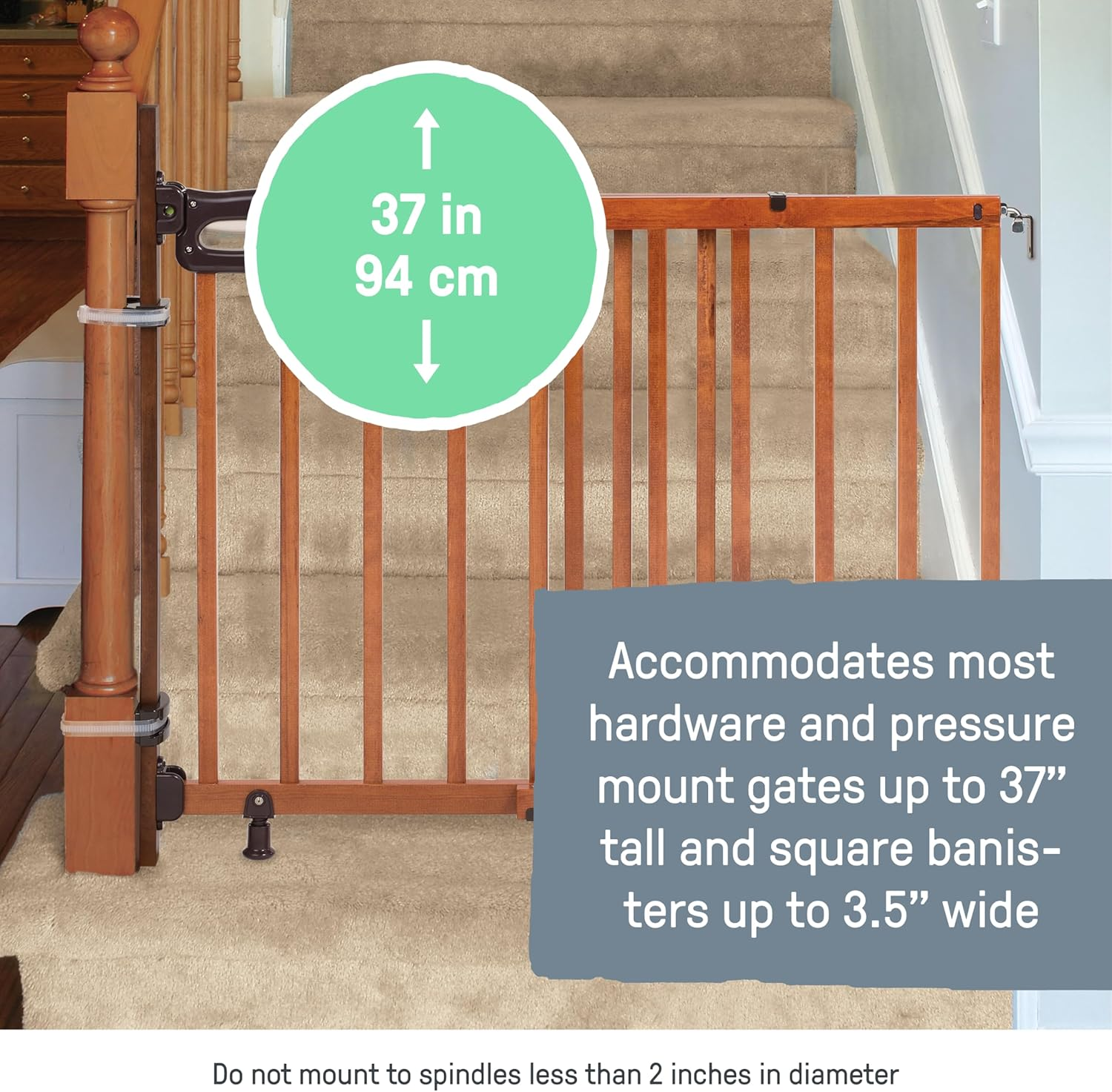 Summer Banister to Banister Universal Adapter Mounting Kit for Pet and Baby Gates, for round or Square Banisters, Fits Most Hardware and Pressure Mount Gates up to 37" Tall, Gate Sold Separately image number 4
