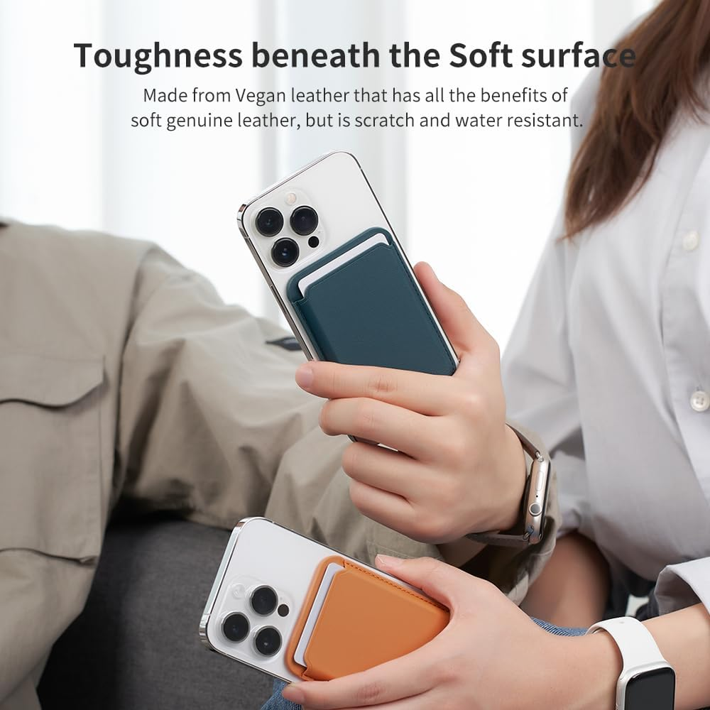 Sinjimoru Magnetic Card Wallet, Premium Vegan Leather Phone Wallet for Magsafe 3-Card Holder Compatible with Iphone 17 16 15 14 13 12 Series. M-Viica Black image number 5