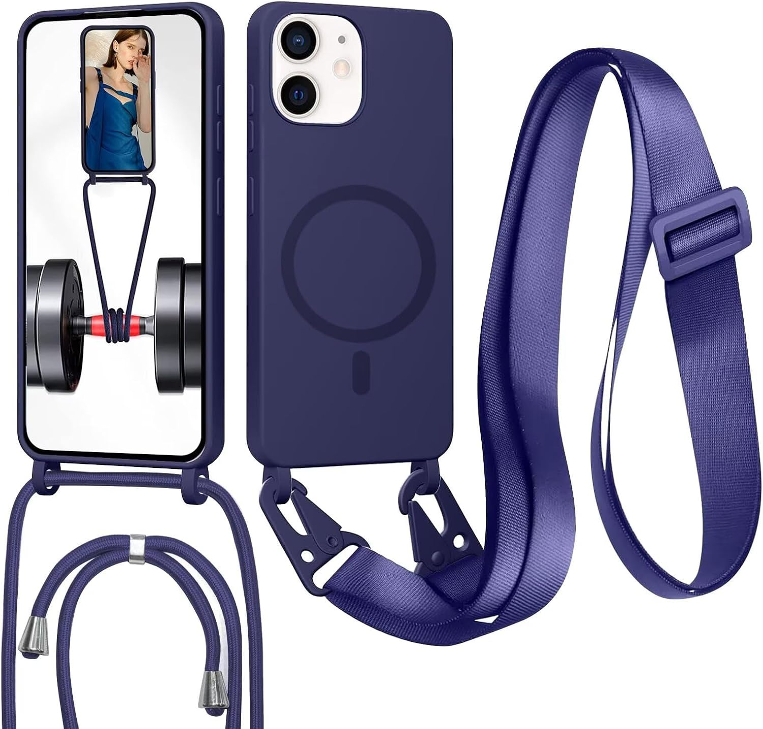 Mobile Phone Chain with Strap for Samsung Galaxy S25 FE Case, Lanyard (Removable) Mobile Phone Case with Adjustable Cord Removable Strap, Crossbody Protective Case for Hanging Cord, Black