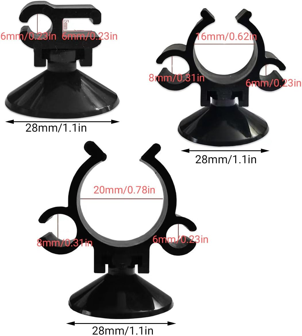 AIMALL 10 PCS Aquarium Suction Cup Pipe Holder, Double Buckle Wire Clip for Fish Tank Oxygen and Water Pipes, Durable Silicone Suction Mount for Turtle Tank and Cable Management image number 4