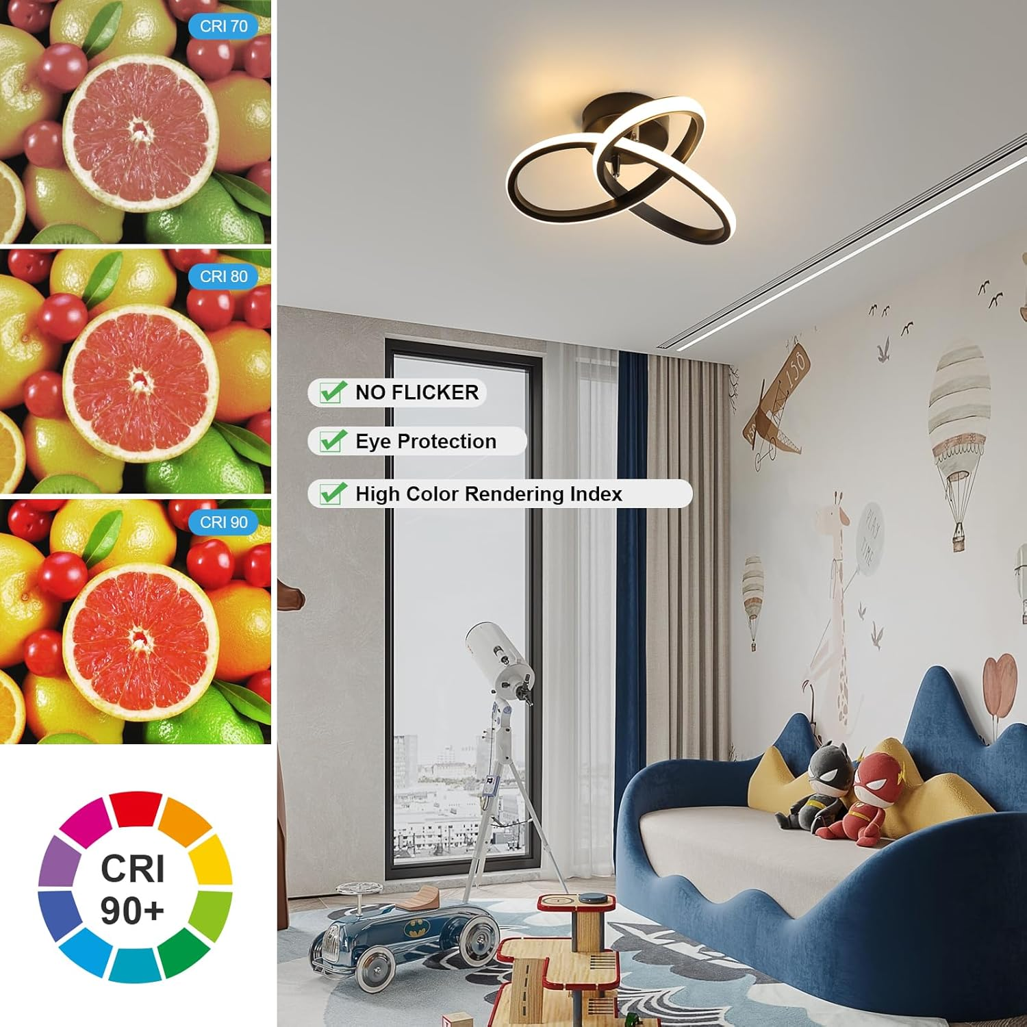 Comely Modern Square LED Ceiling Light 25 X 25 Cm Black Aluminium, 22 W, 1320LM, Warm/Neutral/Cold White Light 3000K-4500K-6500K, Ceiling Lighting for Living Room, Bedroom, Kitchen image number 4