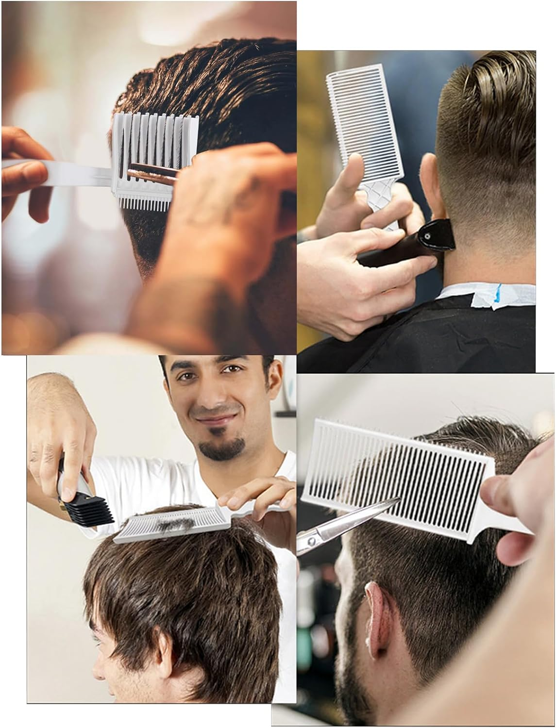 2 Pcs Barber Fade Combs, Professional Hair Cutting Comb, Heat Resistant Clipper Comb Blending Flat Top Comb for Men Salon Hairdresser Styling Tools image number 1