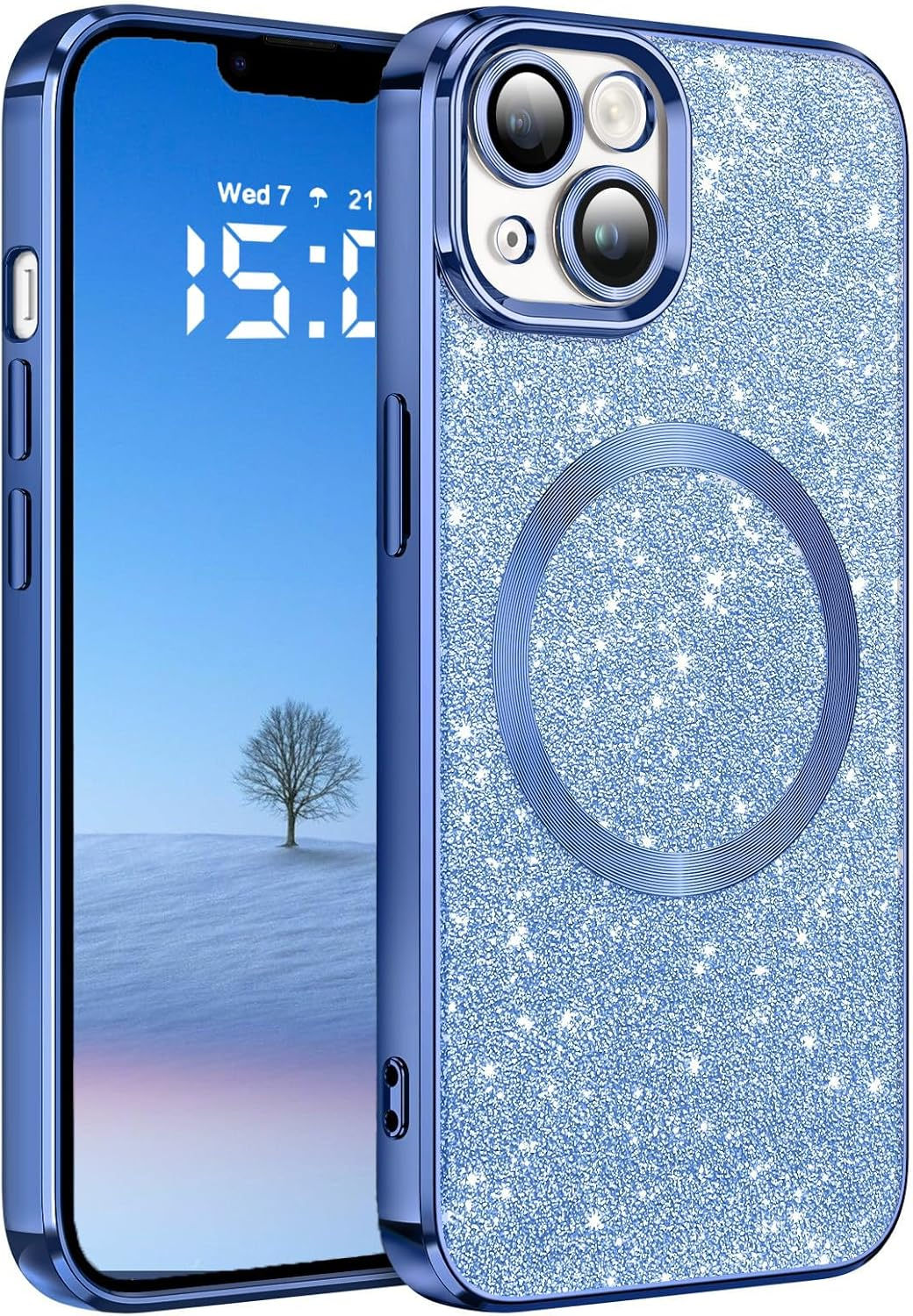 Glitter for Iphone 15 Case, Cute Bling Phone Case Iphone 15 6.1" [Compatible with Magsafe] Luxury Sparkle Shockproof Slim Full Body Protective Phone Cases Covers for Women and Girls, Pink