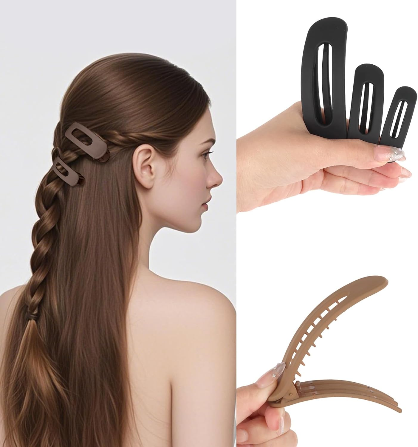 PRUADEOR Pack of 4 Flat Hair Clips for Women, Strong Hold Hair Clips Women, Large Hair Clip Large for Thin and Thick Hair, Practical Design image number 6